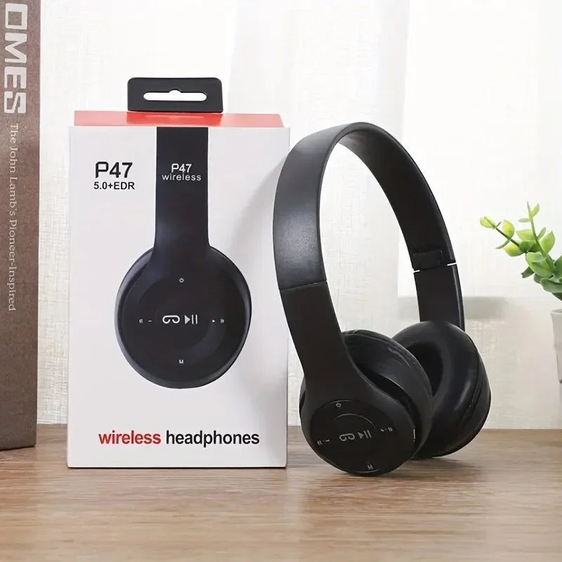 Black Color Bluetooth Wireless Over-Ear Headphones With Mic