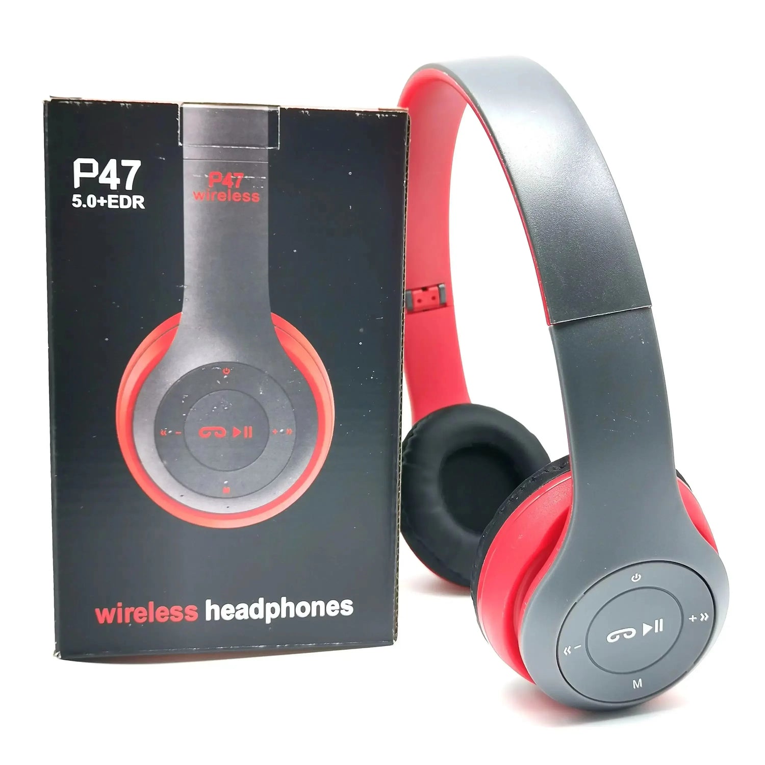 Red Color Bluetooth Wireless Over-Ear Headphones With Mic